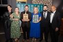 Left to right: Yalm representatives Monika Dzeska, Bryony Skelton, Dan Searle, Victoria Jenkins and Vlad Vamesu with Sanjay Kaushal (sponsor – Castlemeadow Care)