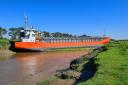 The Baltic Arrow wedged across the River Nene near Wisbech