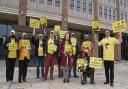 A protest outside County Hall in Norwich against the proposed incinerator in Wisbech. Picture: Danielle Booden