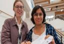 Jasleen Kaur (right) moved to the UK while in Year 10 and had to learn English alongside her GCSE subjects when she arrived at the Wisbech school two years ago. Pictured left is Sarah West.