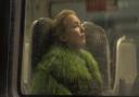 Villanelle (Jodie Corner) on board a Greater Anglia train from Killing Eve.