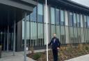 CCC chairman, Cllr Stephen Ferguson, with the Ukraine flag at Aloconbury Weald.