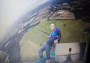 Chatteris daredevil Gregg Mann during his charity wing walk.