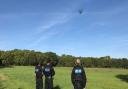 British Transport Police taking a drone out on a test flight.