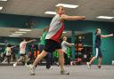 Stock image of a fitness class