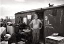 Fowl breeder Jim outside the hatchery at his Hubbetts Bridge smallholding, near Boston.