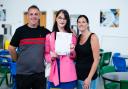 Ellie Smith with her parents Vicky and Steven.