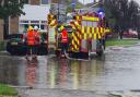 Fire crews from March pumping out floodwater at the Chestnut Crescent junction on to Ellingham Avenue.