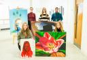 Artists at Thomas Clarkson Academy. Top row from left to right: Monika, Emmie and teacher Sam Ross. Bottom row left to right: Emily and Oresta.