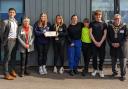 Lewis Griffiths of Thrive, Mayoress of Wisbech Mrs Janet Tanfield, Natasha Moore and Gemma Adams of On Track Wisbech, pupils Theo Hayworth, Toni Lee Croft and Dylan Rowberry, and Mayor of Wisbech, Cllr Peter Human.