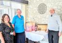 Hedgehog volunteer Jan, headteacher Mrs Belcher and resident ambassador Barrie