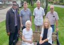 The bench handover was attended by Elm Parish Councillor Richard Welbourne, Robin Milham, local resident Martin Claxton, and Elm Parish Clerk Suzanne England.