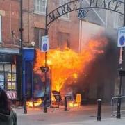 First photo of the fire at Cashino, Wisbech, tonight