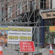 Fire damaged building remains cordoned off in Wisbech