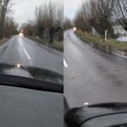 The A1101 Welney Wash Road on the Norfolk/Cambridgeshire border is close to flooding.