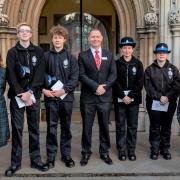 Members of Cambridgeshire Constabulary's volunteer police cadets pictured at a service held by the Road Victim’s Trust in November 2021.