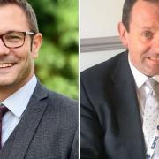 Barnaby Rimmer (left) will take over from Chris Staley (right) as headmaster of Wisbech Grammar School.