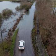 Road closed due to flooding, Sutton Gault, Ely Tuesday 28 December 2021.