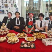 Students at Thomas Clarkson Academy in Wisbech with their bakes at the sale.