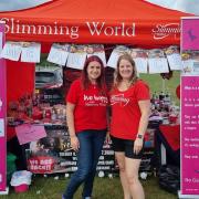 Anna Foster (L) and Charlene Knowles (R) at Whittlesey's big bash where they raised over £500 at a charity tombola, with funds going to Defibrillators for all and NGNPUK.