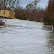 This lorry driver, quite seriously, tried to drive through flooded Welney Wash road yesterday (January19).