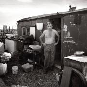 Fowl breeder Jim outside the hatchery at his Hubbetts Bridge smallholding, near Boston.