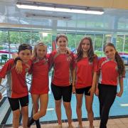 Wisbech swimmers  Race Elmer, Lilly Wright, Holly Smith, Madison Hicks and Poppy Ryan.