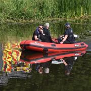 The search for a missing canoeist at the Middle level Main Drain at St Germans, Kings Lynn, .