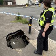 Police looking into one of the sink holes in Wisbech