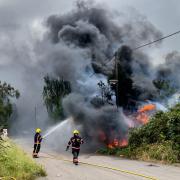 Fire crews are currently dealing with an electricity pylon on fire in Oldfield Lane, Wisbech.