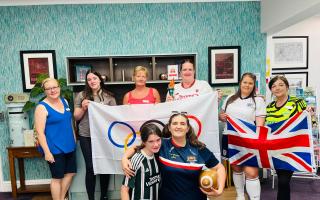 General manager, Paula Colman, deputy manager, Sarah Sage and team ready for the olympic games!