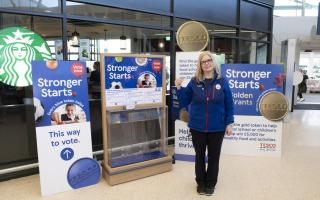 As part of Tesco's Stronger Starts campaign, between 12-1pm, shoppers in the Wisbech store can take a lucky dip to find a gold version of Tesco’s famous blue voting token.